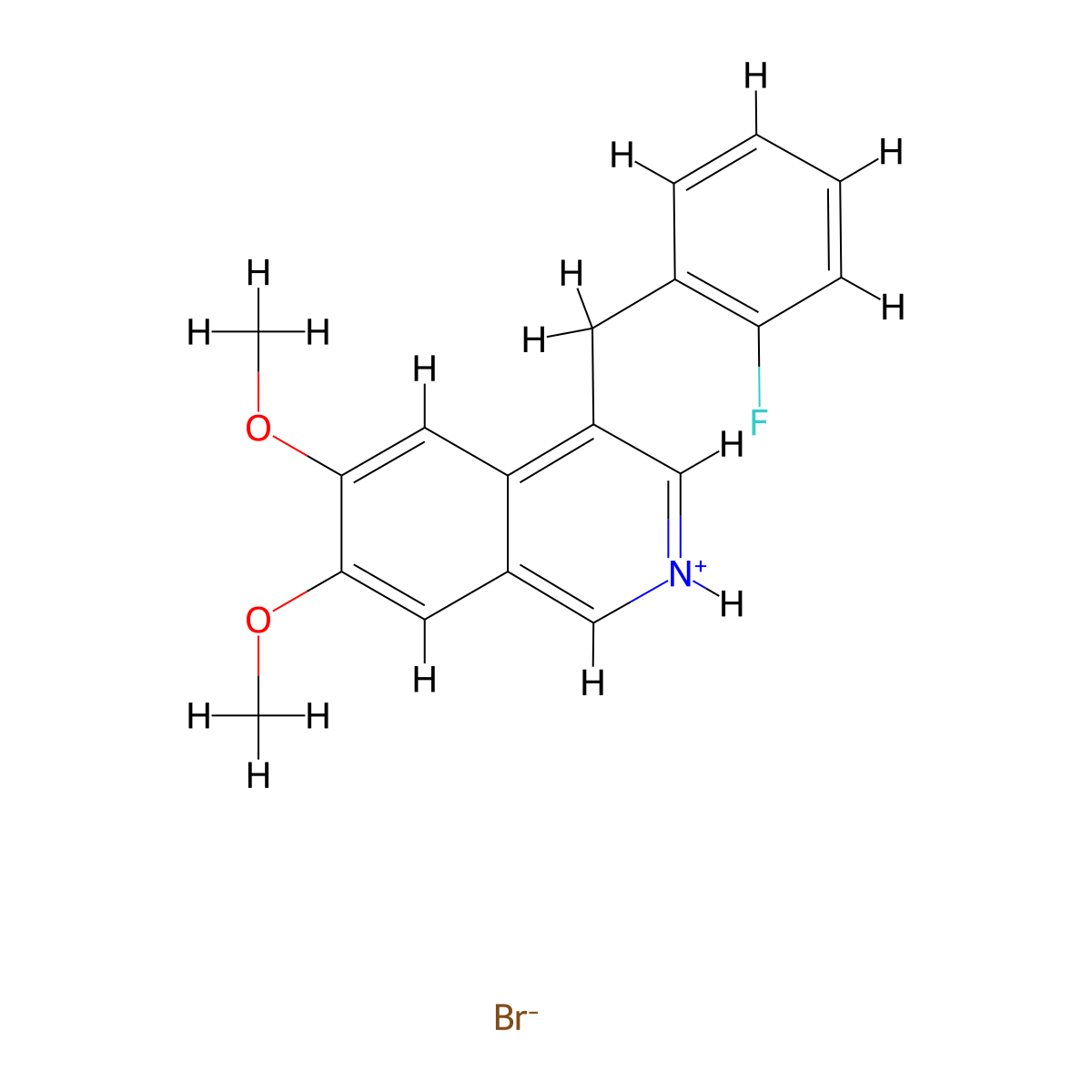 Isoquinoline, 6,7-dimethoxy-4-(o-fluorobenzyl)-, hydrobromide molecular structure, CAS 32871-42-4