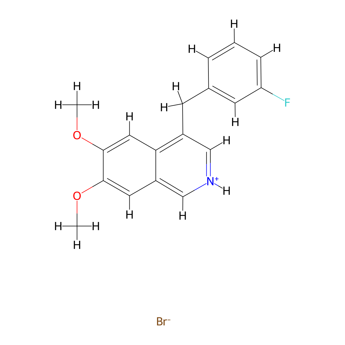 Isoquinoline, 6,7-dimethoxy-4-(m-fluorobenzyl)-, hydrobromide molecular structure, CAS 32871-43-5