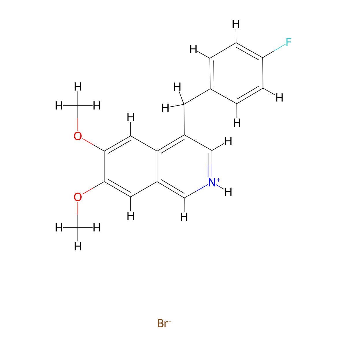 Isoquinoline, 6,7-dimethoxy-4-(p-fluorobenzyl)-, hydrobromide molecular structure, CAS 32871-45-7