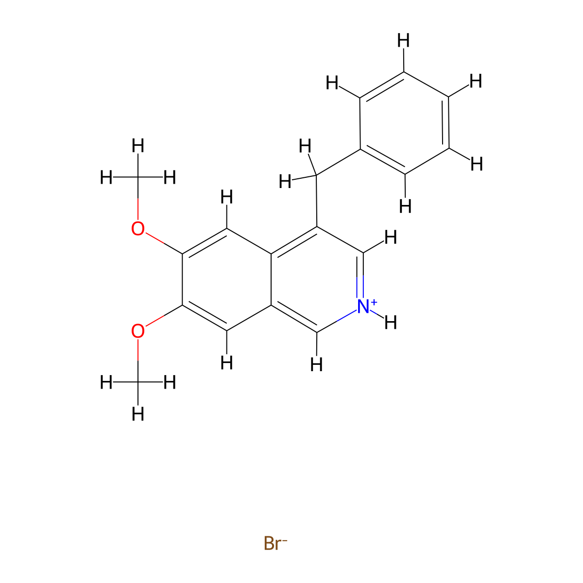 Isoquinoline, 4-benzyl-6,7-dimethoxy-, hydrobromide molecular structure, CAS 32871-90-2