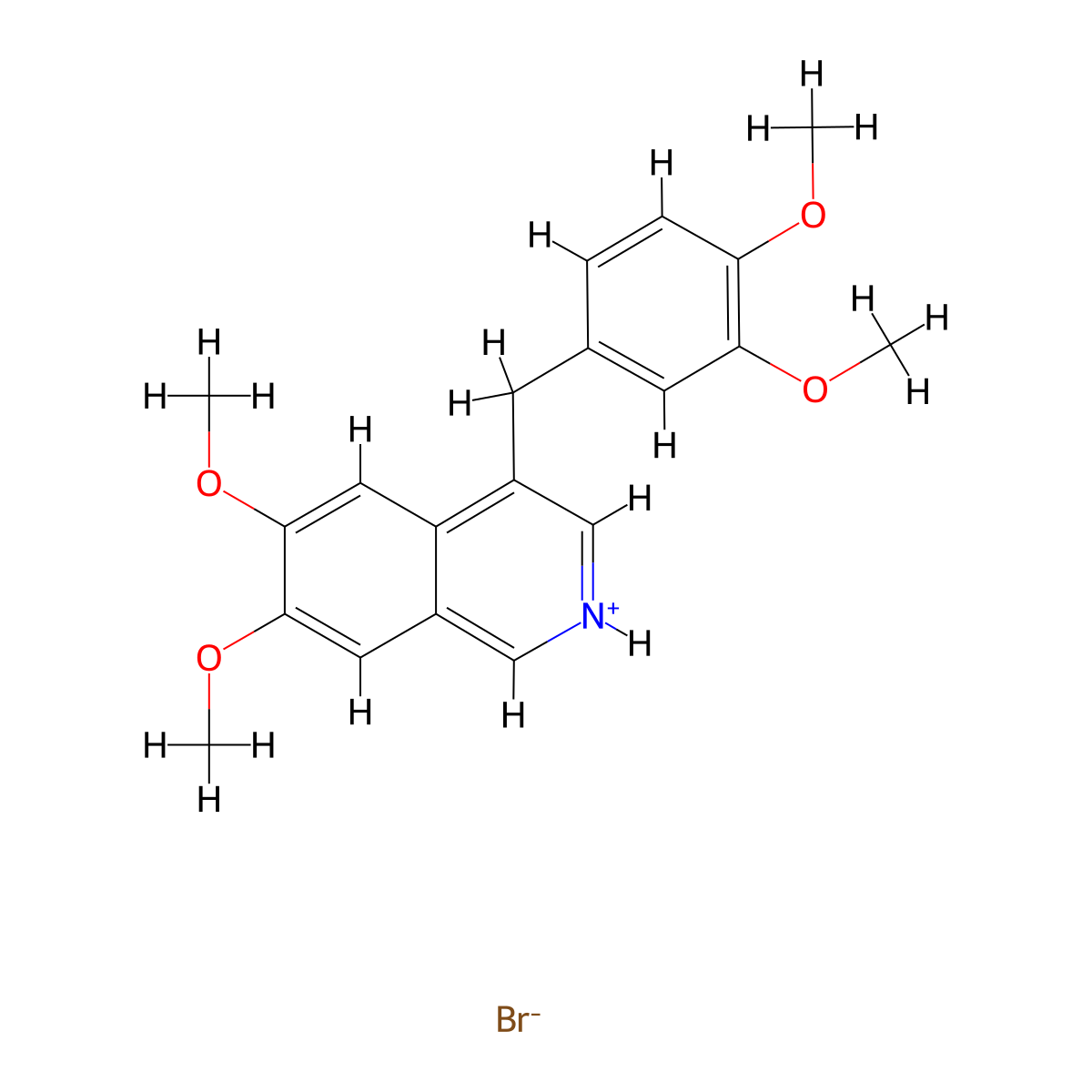 Isoquinoline, 6,7-dimethoxy-4-(3,4-dimethoxybenzyl)-, hydrobromide molecular structure, CAS 32871-94-6