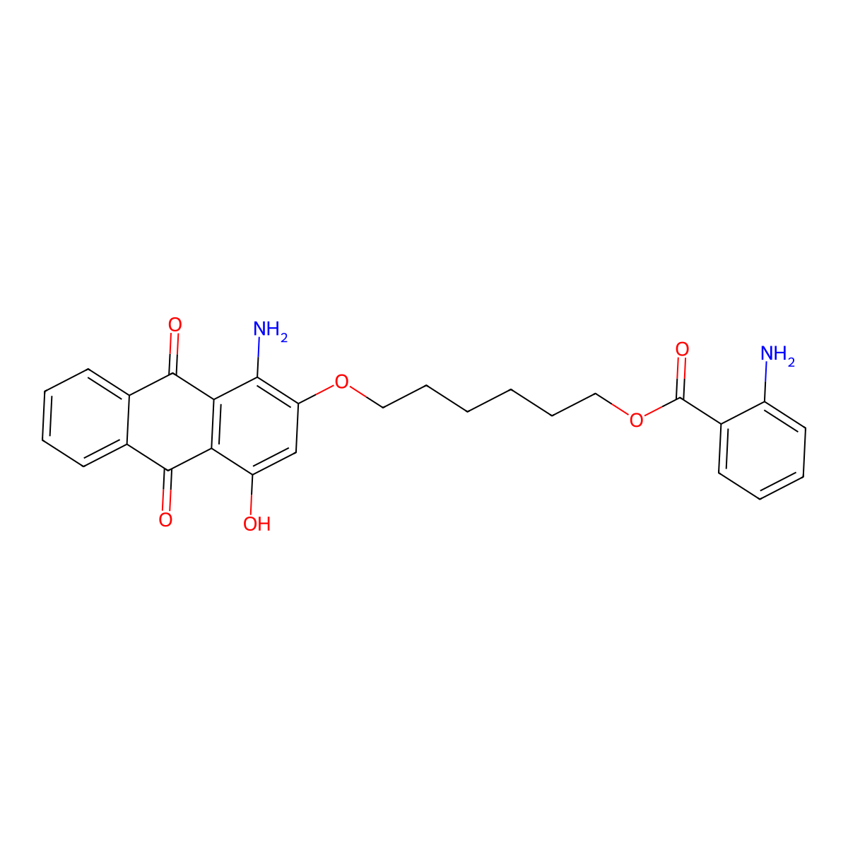 9,10-Anthracenedione, 1-amino-2-((6-((2-aminobenzoyl)oxy)hexyl)oxy)-4-hydroxy- molecular structure, CAS 32873-14-6
