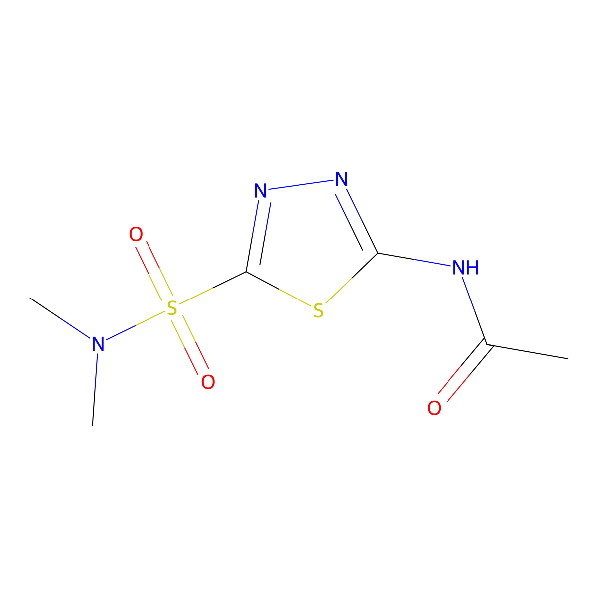 2-acetamido-5-(N,N-dimethylaminosulfonyl)-1,3,4-thiadiazole molecular structure, CAS 32873-58-8