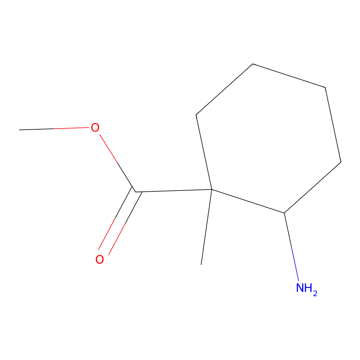 Methyl 2-amino-1-methylcyclohexane-1-carboxylate molecular structure, CAS 32885-61-3