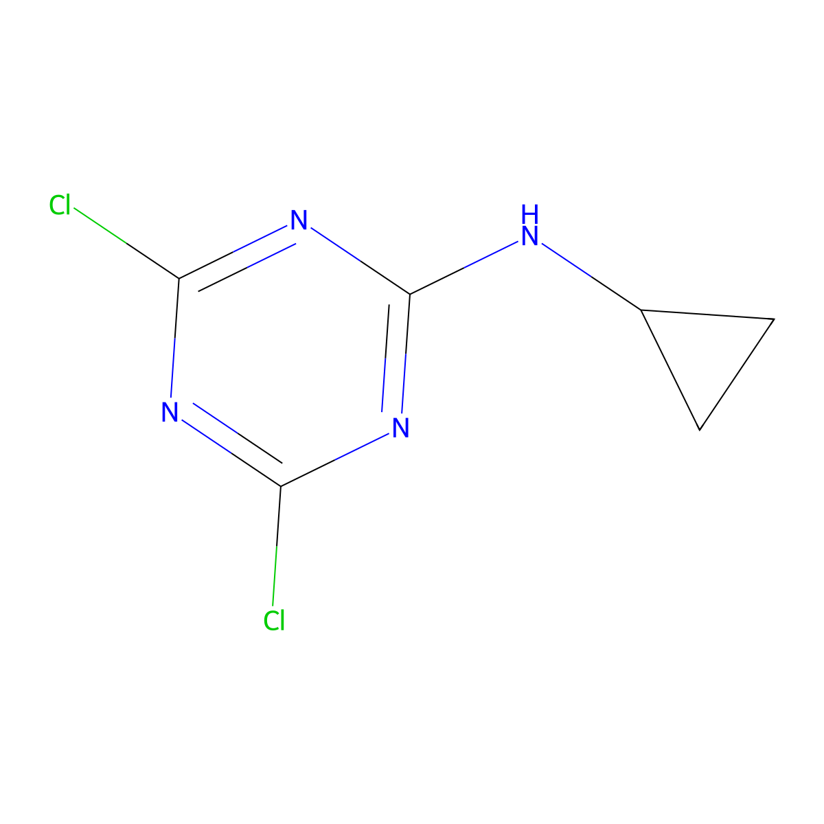 4,6-Dichloro-N-cyclopropyl-1,3,5-triazin-2-amine molecular structure, CAS 32889-45-5