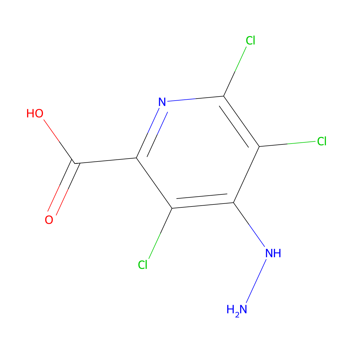 3,5,6-Trichloro-4-hydrazinylpyridine-2-carboxylic acid molecular structure, CAS 32889-74-0