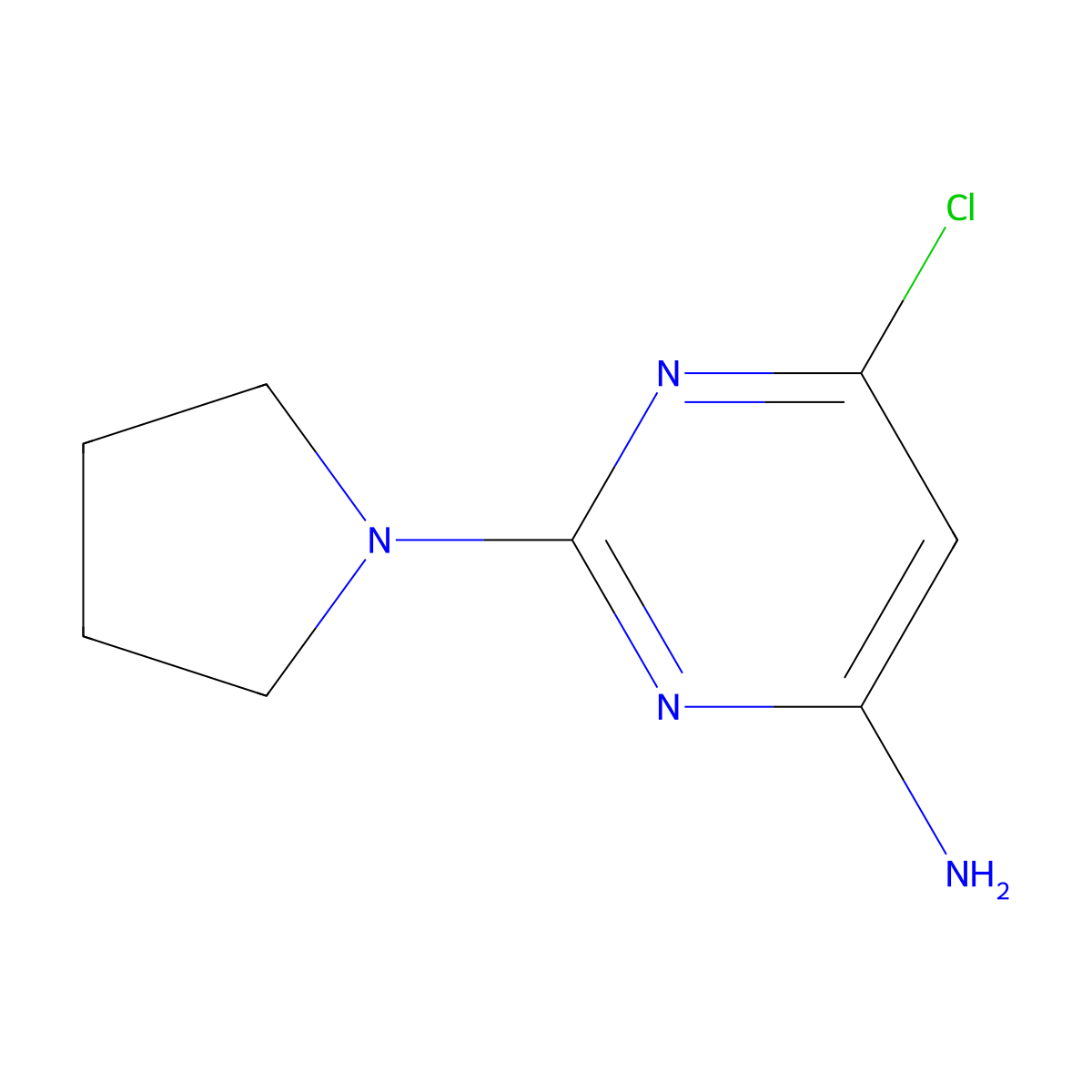 6-Chloro-2-(pyrrolidin-1-yl)pyrimidin-4-amine molecular structure, CAS 3289-39-2