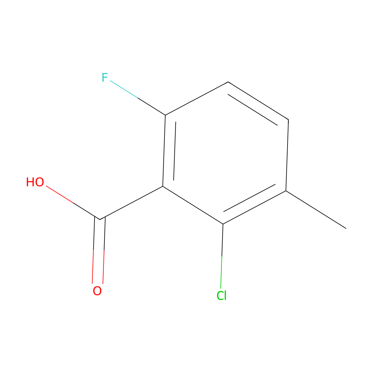 2-Chloro-6-fluoro-3-methylbenzoic acid molecular structure, CAS 32890-89-4