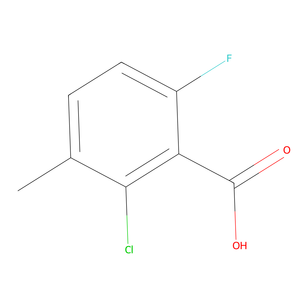 2-Chloro-6-fluoro-3-methylbenzoic acid molecular structure, CAS 32890-89-4