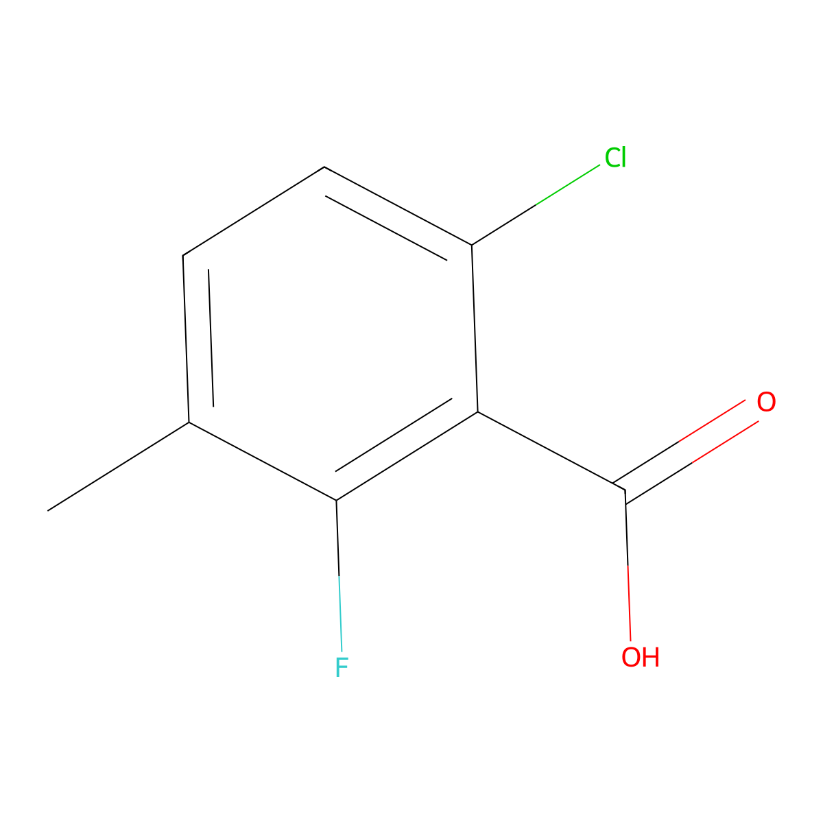 6-Chloro-2-fluoro-3-methylbenzoic acid molecular structure, CAS 32890-90-7