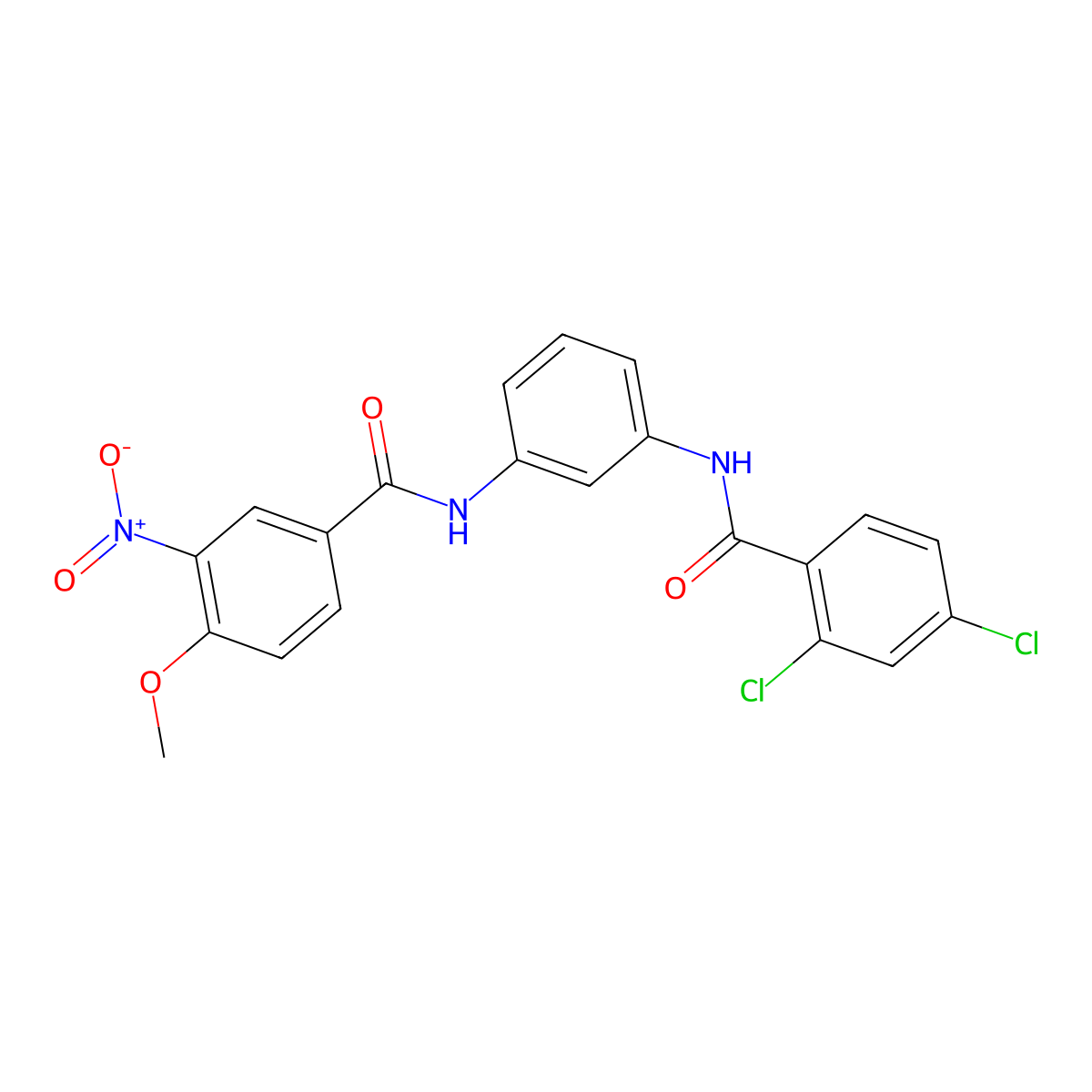 N-[3-[(2,4-dichlorobenzoyl)amino]phenyl]-4-methoxy-3-nitrobenzamide molecular structure, CAS 328907-66-0