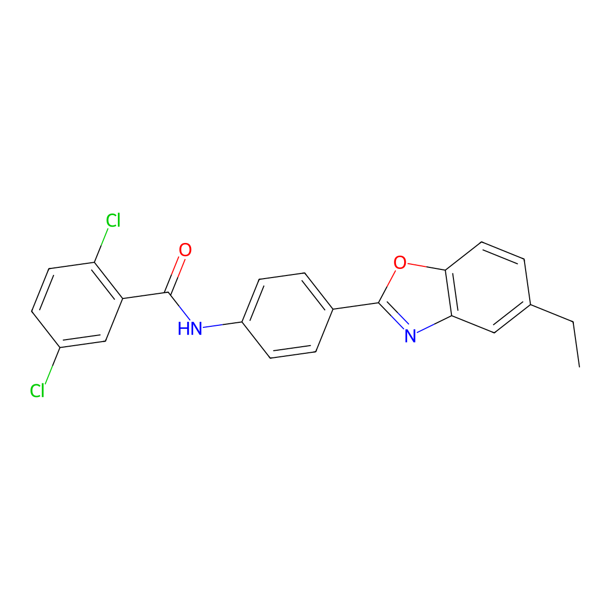 2,5-dichloro-N-[4-(5-ethyl-1,3-benzoxazol-2-yl)phenyl]benzamide molecular structure, CAS 328908-41-4