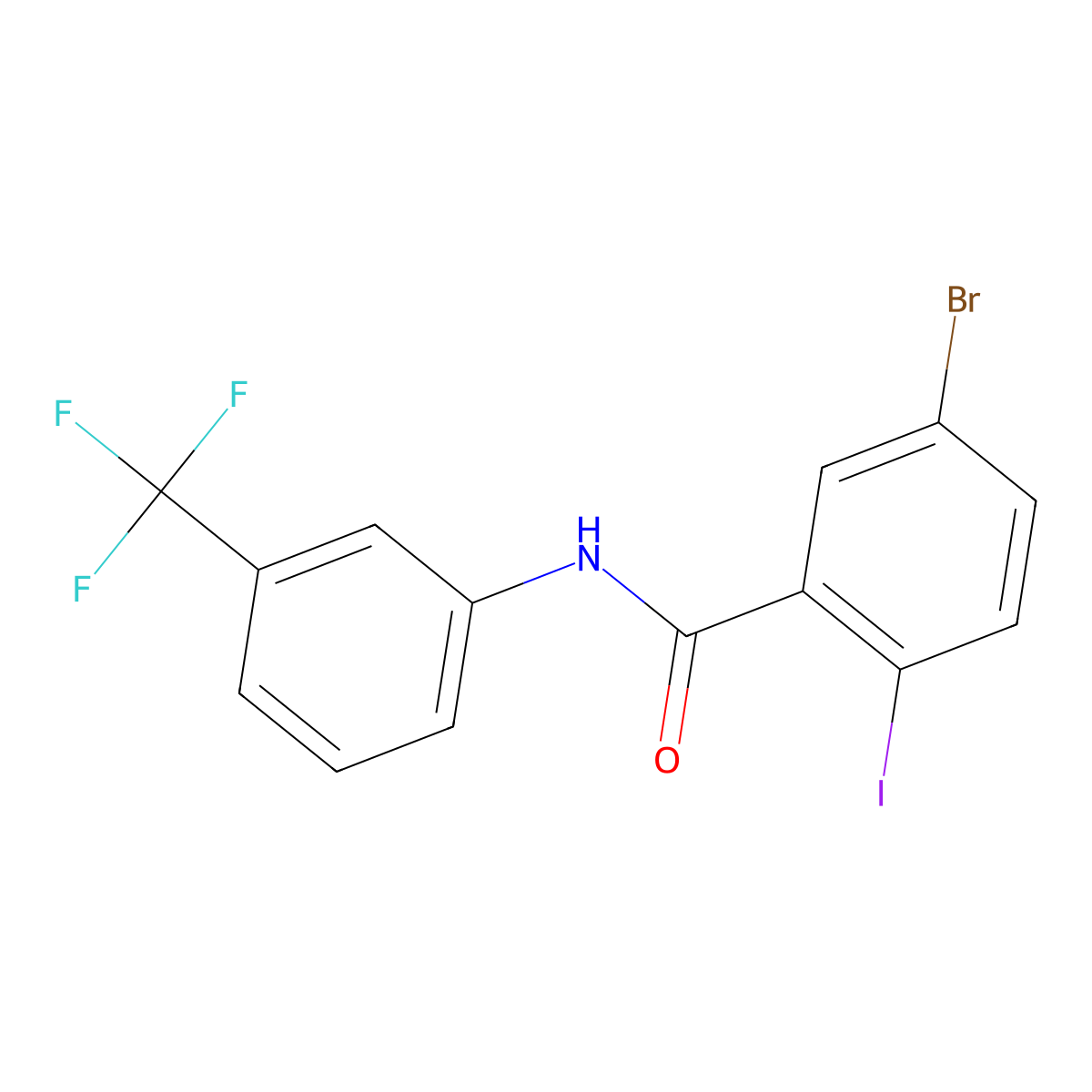 5-bromo-2-iodo-N-[3-(trifluoromethyl)phenyl]benzamide molecular structure, CAS 328908-85-6