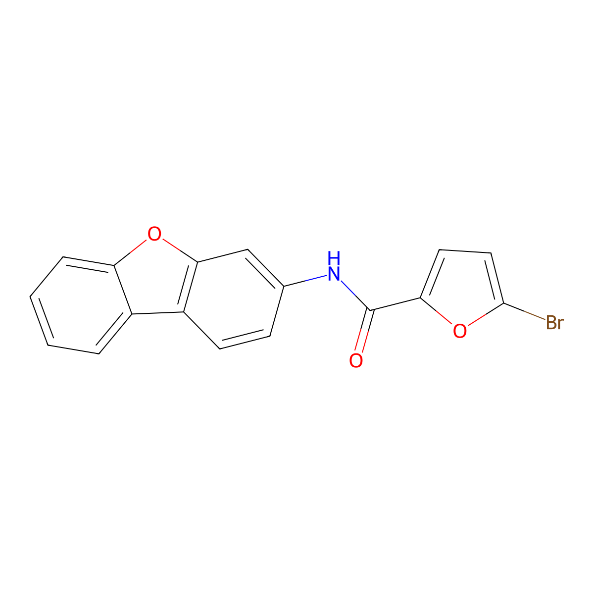 5-bromo-N-dibenzofuran-3-ylfuran-2-carboxamide molecular structure, CAS 328909-39-3