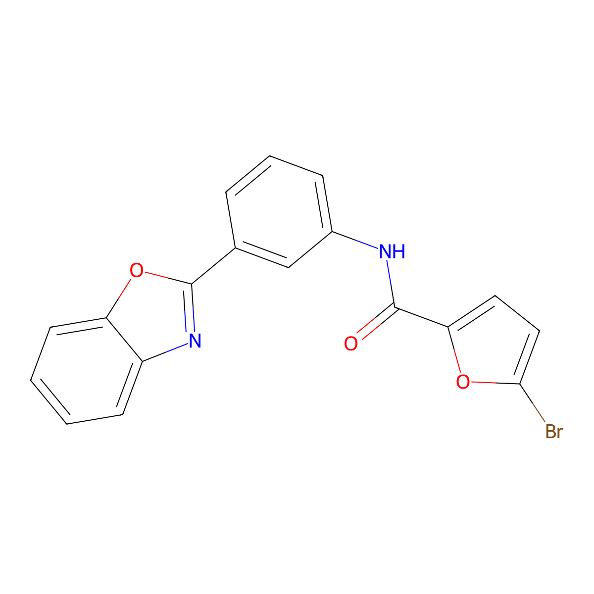 N-[3-(1,3-benzoxazol-2-yl)phenyl]-5-bromofuran-2-carboxamide molecular structure, CAS 328909-51-9