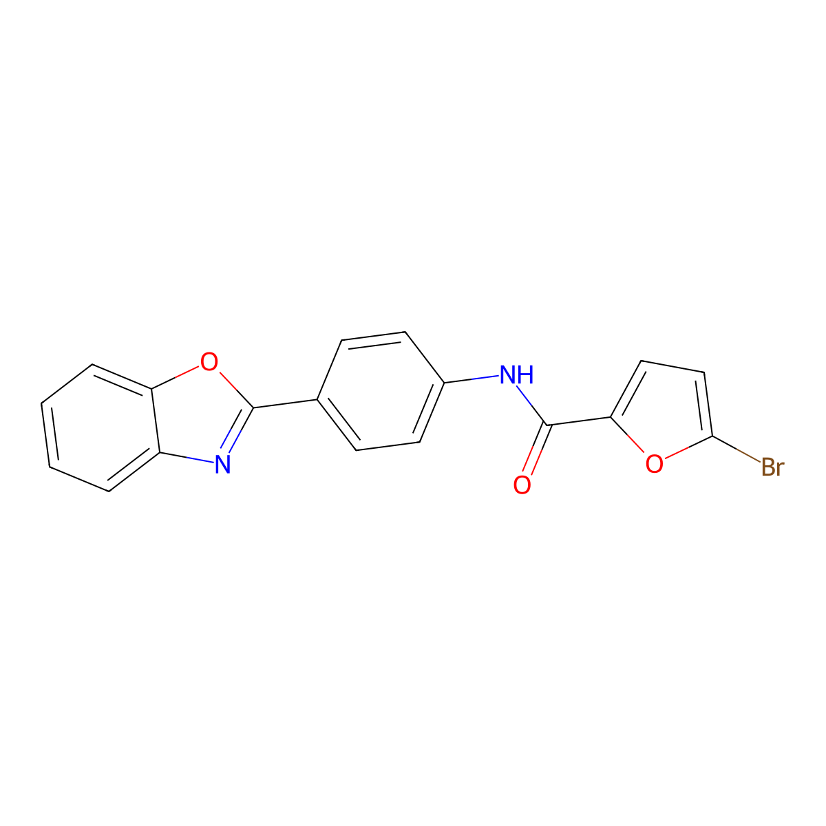 N-[4-(1,3-benzoxazol-2-yl)phenyl]-5-bromofuran-2-carboxamide molecular structure, CAS 328909-52-0