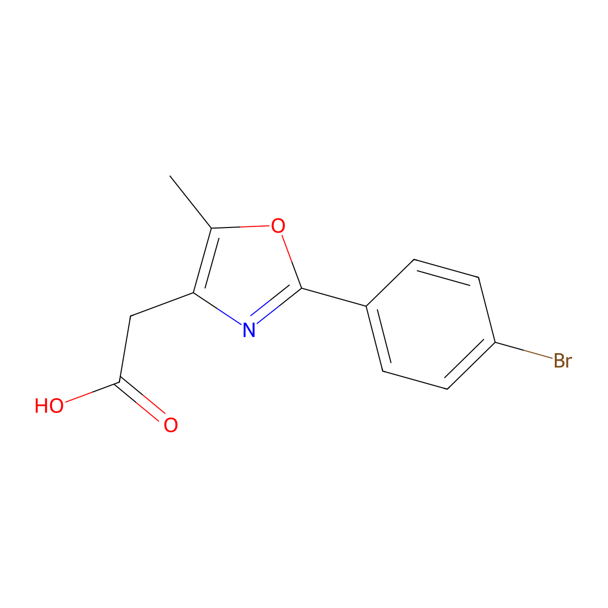 2-(4-Bromophenyl)-5-methyl-4-oxazoleacetic acid molecular structure, CAS 328918-82-7