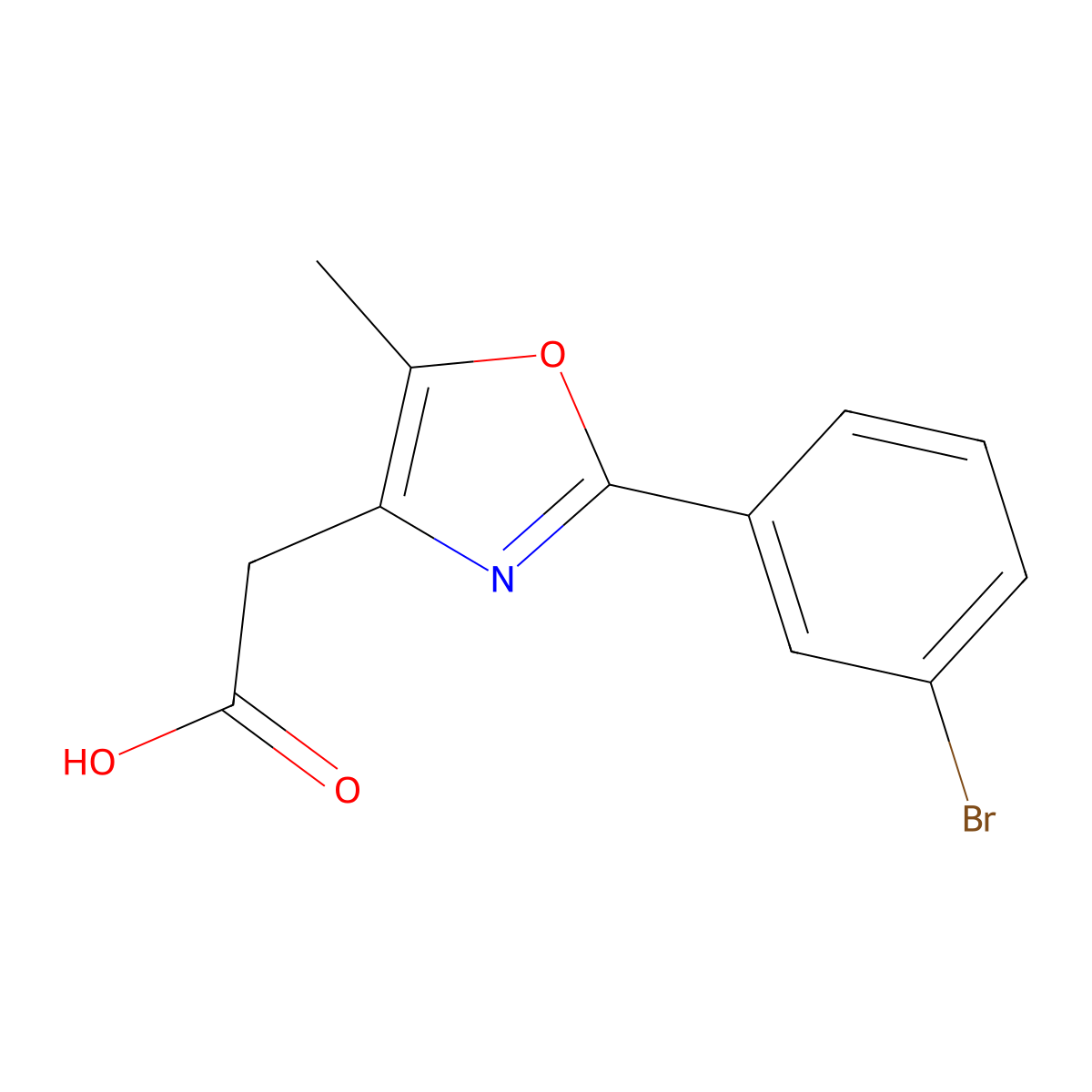 2-(3-Bromophenyl)-5-methyl-4-oxazoleacetic acid molecular structure, CAS 328918-95-2