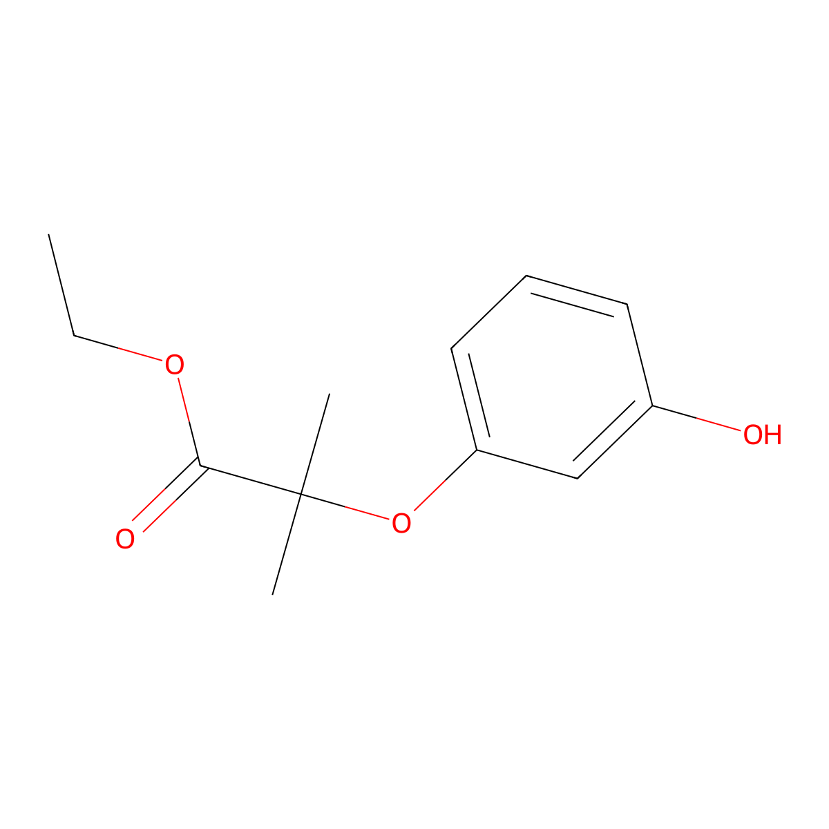 Ethyl 2-(3-hydroxyphenoxy)-2-methylpropanoate molecular structure, CAS 328919-24-0