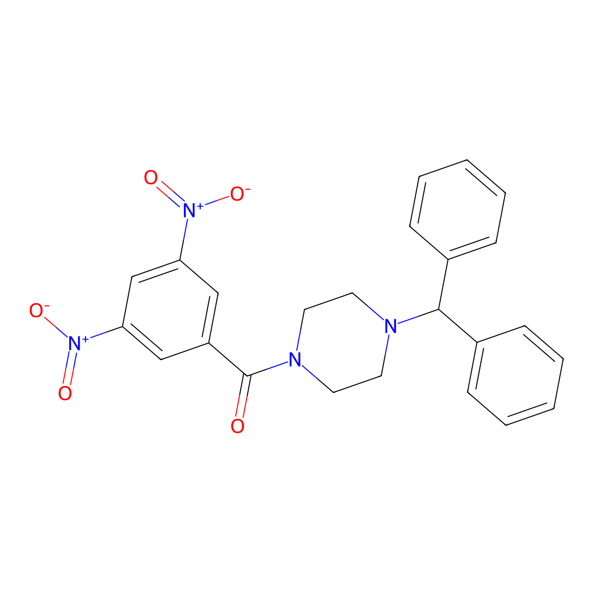 (4-Benzhydrylpiperazin-1-yl)-(3,5-dinitrophenyl)methanone molecular structure, CAS 328931-55-1
