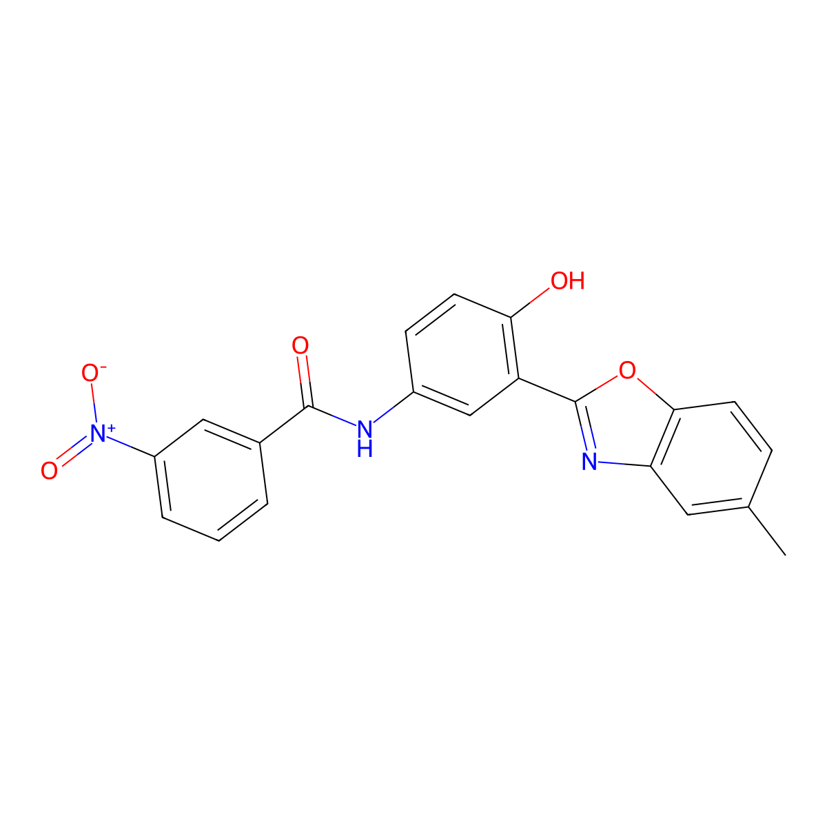 N-(4-Hydroxy-3-(5-methylbenzo[d]oxazol-2-yl)phenyl)-3-nitrobenzamide molecular structure, CAS 328943-66-4