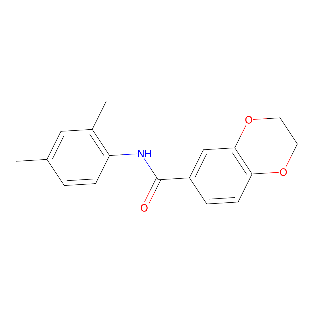 N-(2,4-dimethylphenyl)-2,3-dihydro-1,4-benzodioxine-6-carboxamide molecular structure, CAS 328949-03-7
