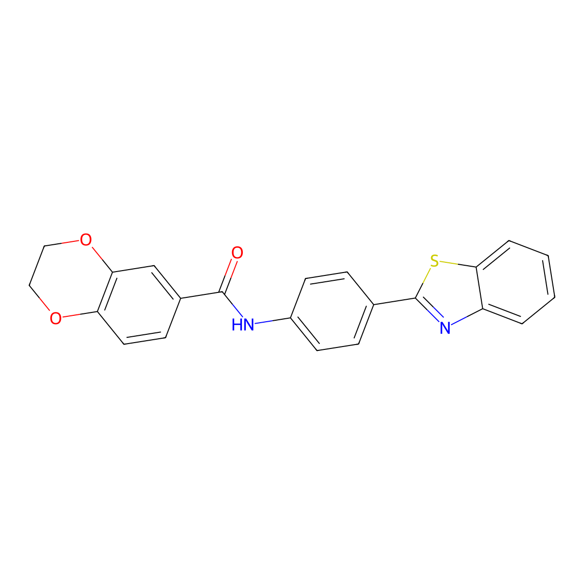 N-[4-(1,3-benzothiazol-2-yl)phenyl]-2,3-dihydro-1,4-benzodioxine-6-carboxamide molecular structure, CAS 328951-28-6