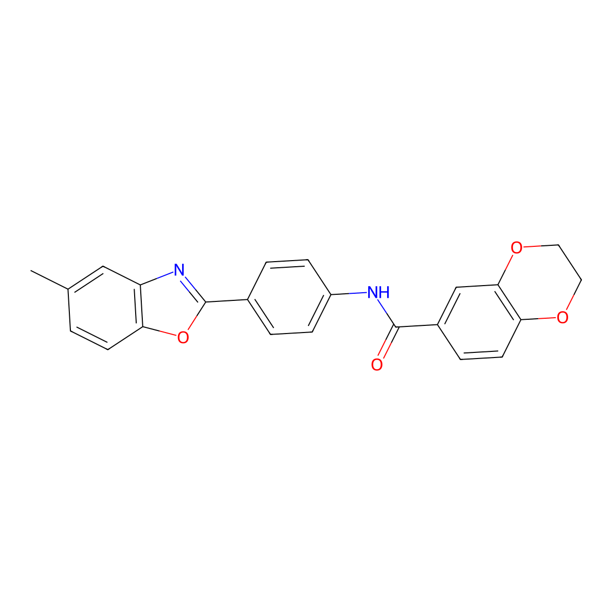N-[4-(5-methyl-1,3-benzoxazol-2-yl)phenyl]-2,3-dihydro-1,4-benzodioxine-6-carboxamide molecular structure, CAS 328951-63-9