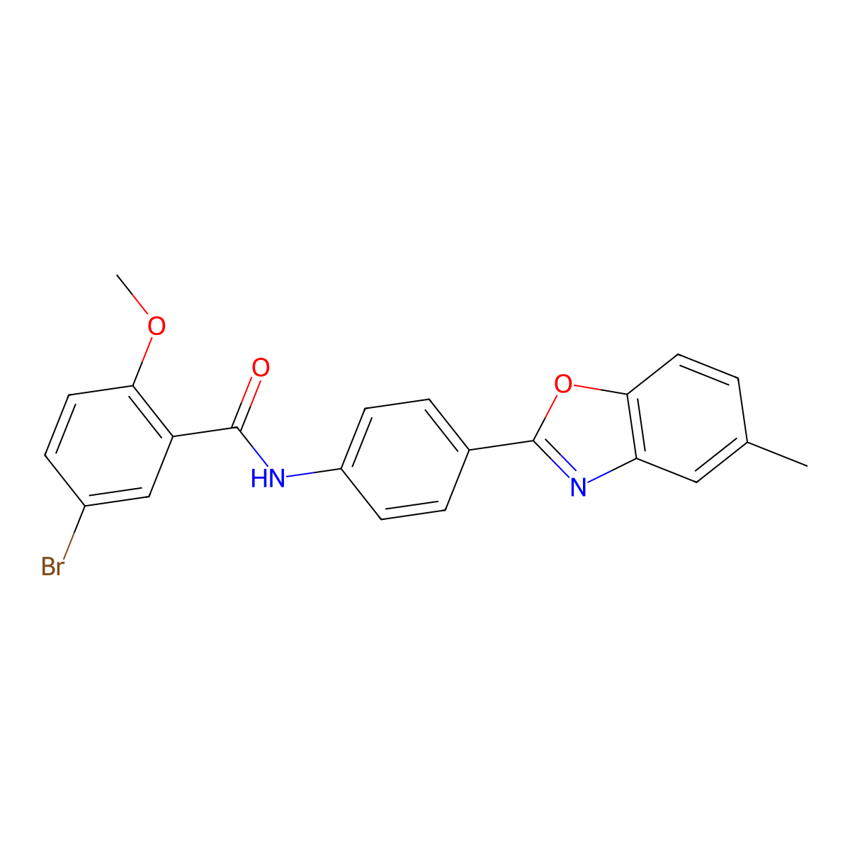 5-bromo-2-methoxy-N-[4-(5-methyl-1,3-benzoxazol-2-yl)phenyl]benzamide molecular structure, CAS 328951-67-3