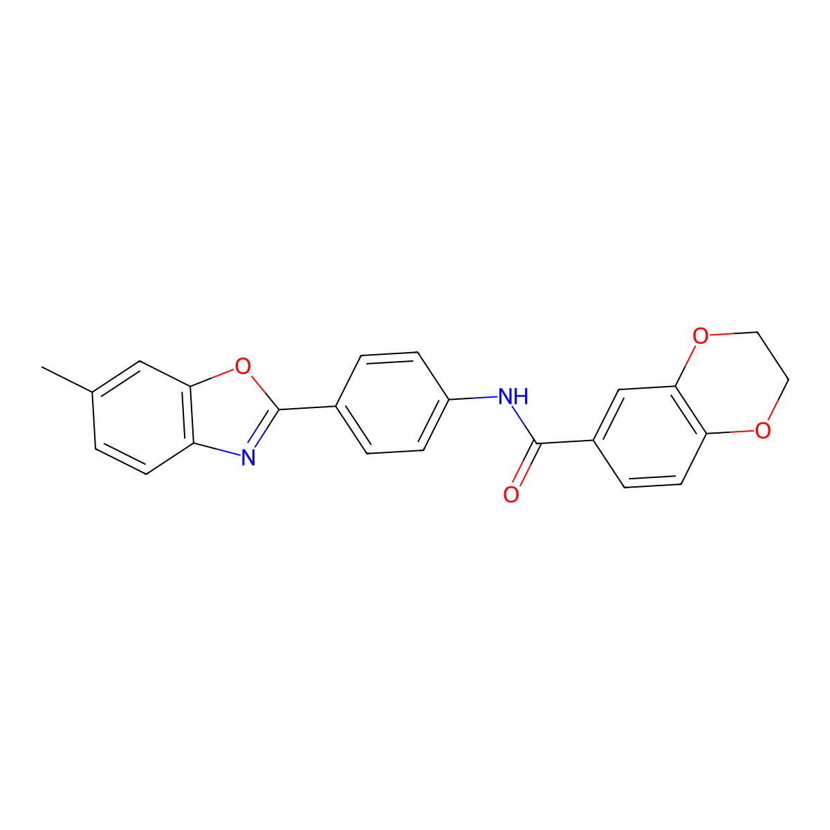 N-[4-(6-methyl-1,3-benzoxazol-2-yl)phenyl]-2,3-dihydro-1,4-benzodioxine-6-carboxamide molecular structure, CAS 328951-95-7