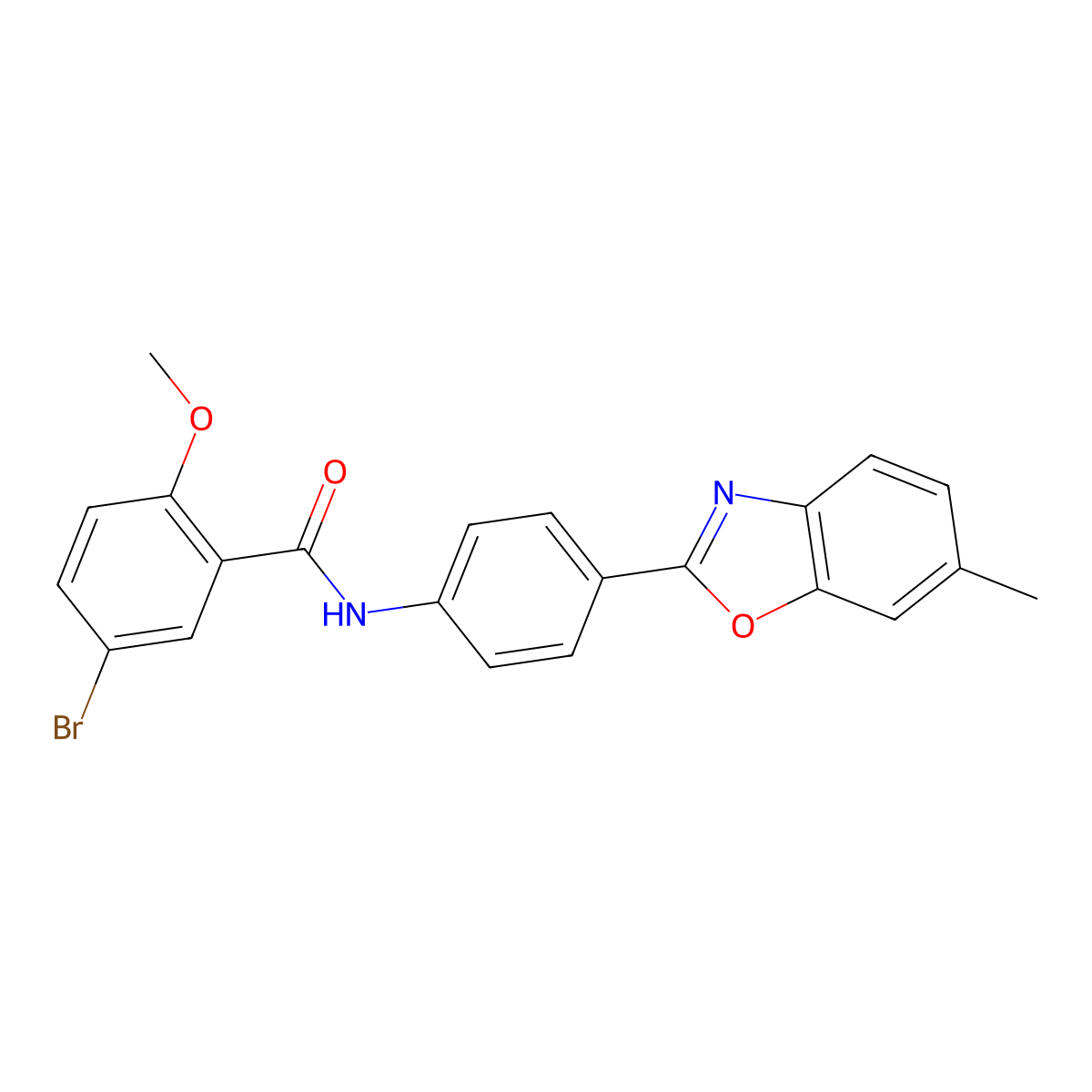 5-bromo-2-methoxy-N-[4-(6-methyl-1,3-benzoxazol-2-yl)phenyl]benzamide molecular structure, CAS 328951-99-1