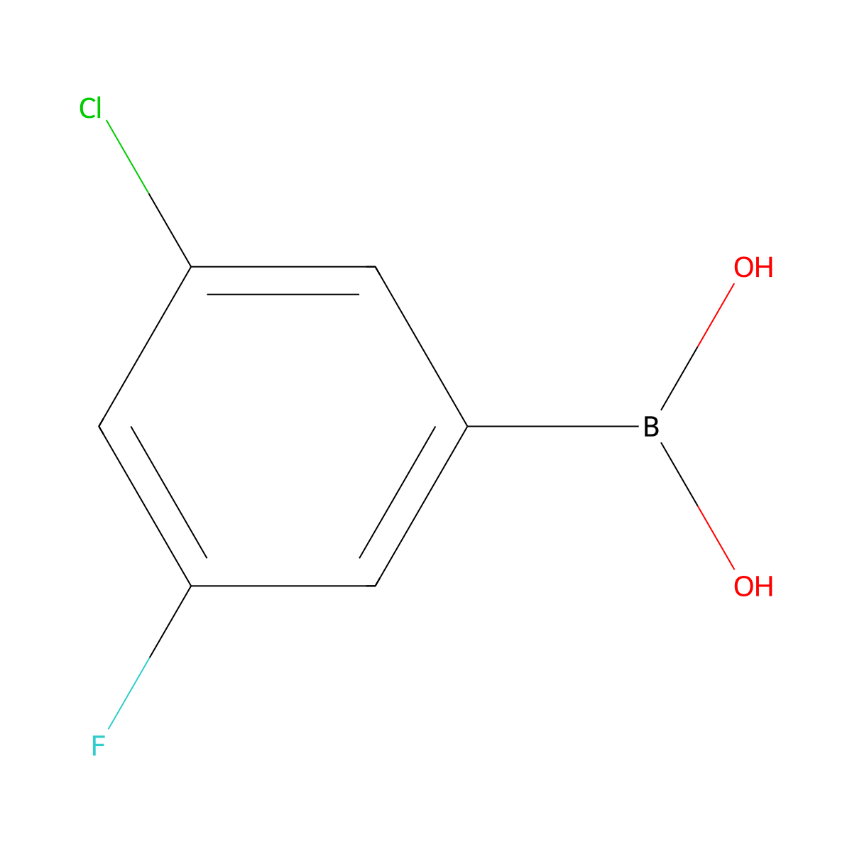 (3-Chloro-5-fluorophenyl)boronic acid molecular structure, CAS 328956-61-2