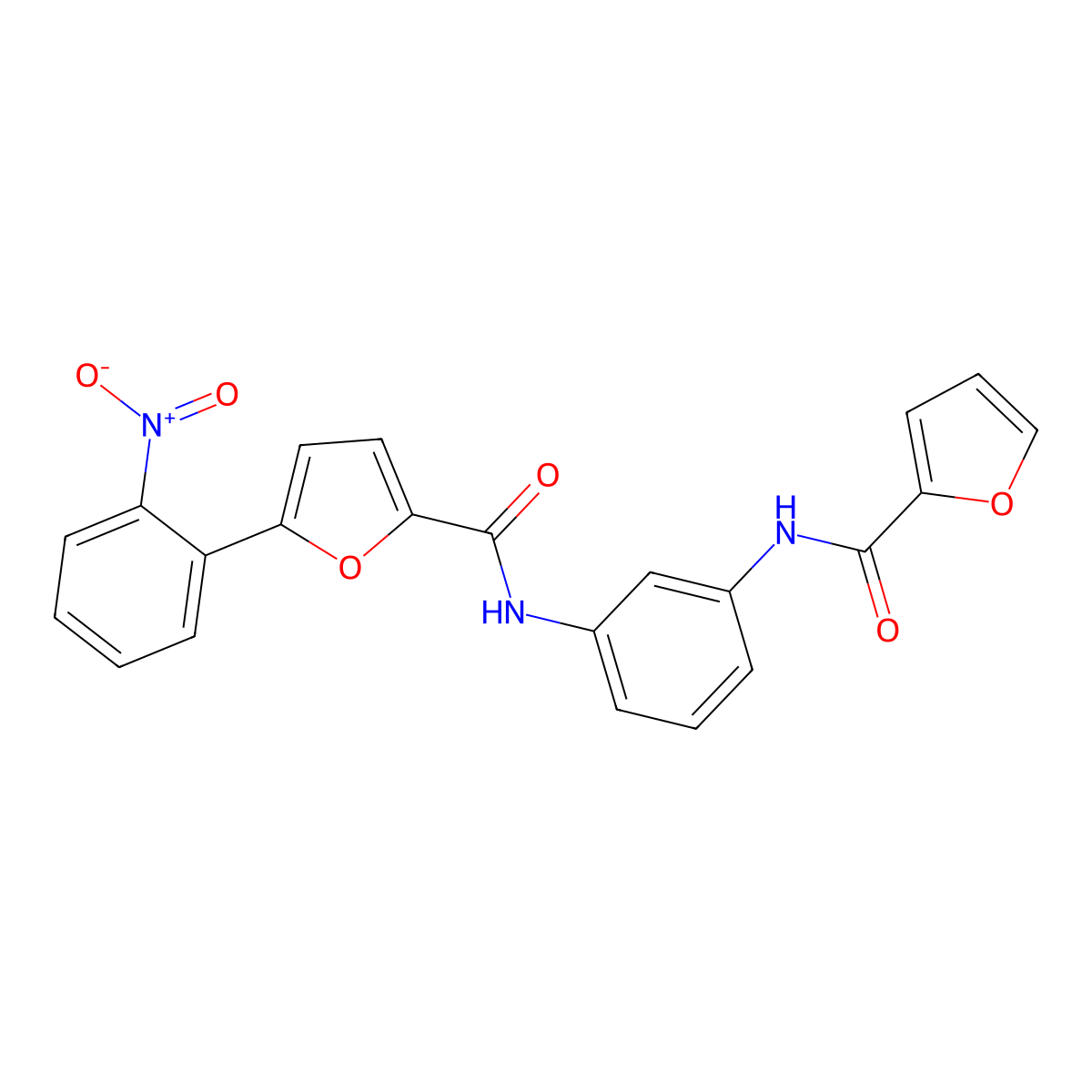 N-[3-(furan-2-carbonylamino)phenyl]-5-(2-nitrophenyl)furan-2-carboxamide molecular structure, CAS 328958-78-7