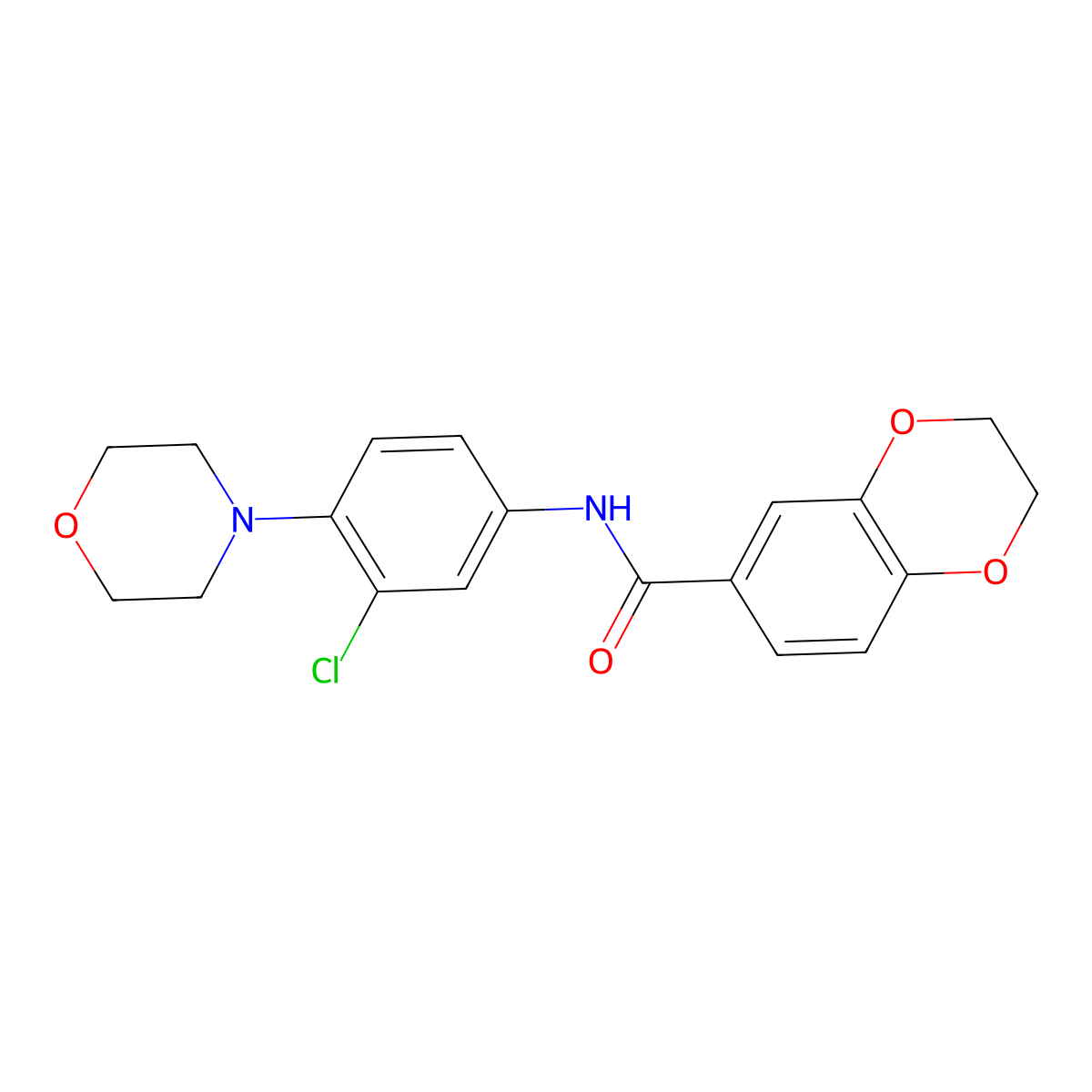 N-[3-chloro-4-(morpholin-4-yl)phenyl]-2,3-dihydro-1,4-benzodioxine-6-carboxamide molecular structure, CAS 328959-59-7