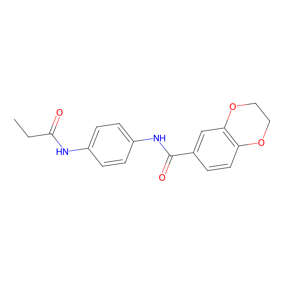 N-[4-(propanoylamino)phenyl]-2,3-dihydro-1,4-benzodioxine-6-carboxamide molecular structure, CAS 328959-77-9