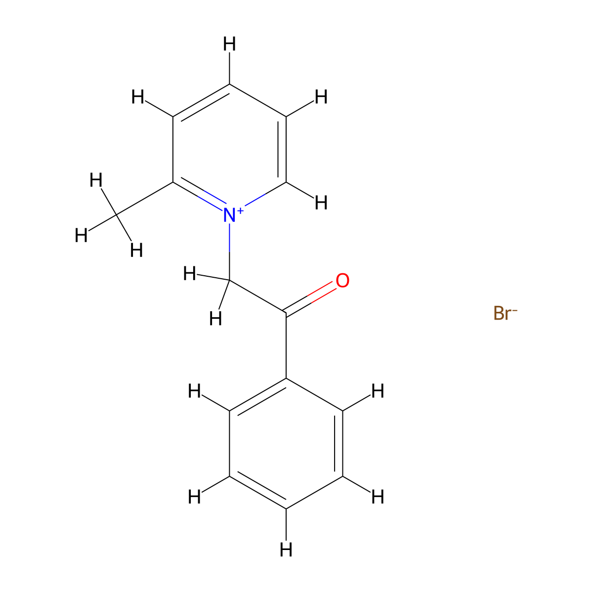 2-Methyl-1-(2-oxo-2-phenylethyl)pyridinium bromide molecular structure, CAS 32896-98-3
