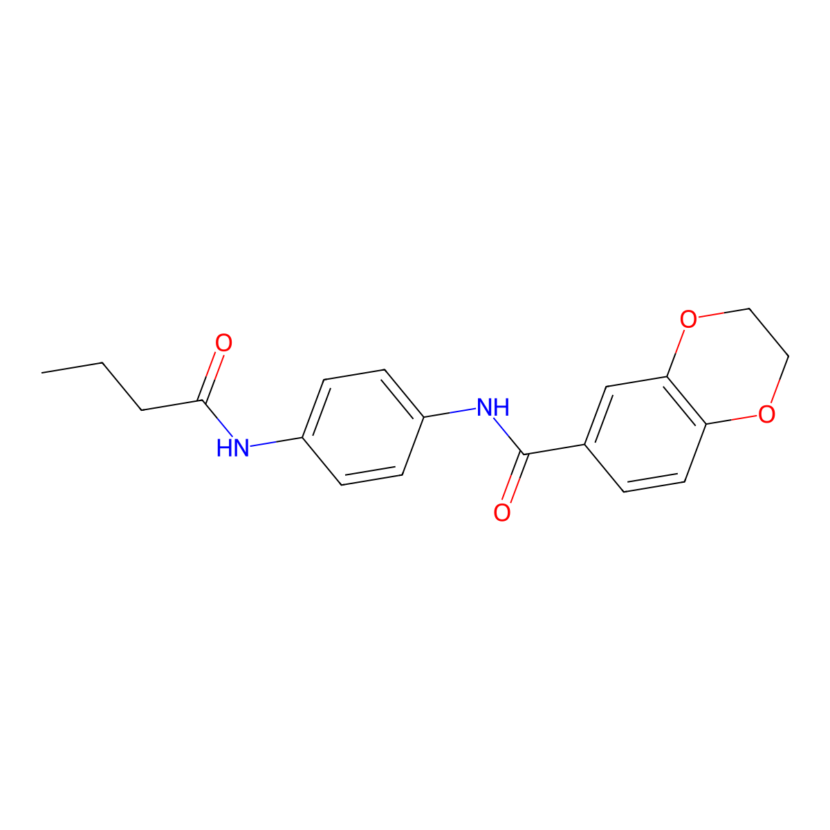 N-[4-(butanoylamino)phenyl]-2,3-dihydro-1,4-benzodioxine-6-carboxamide molecular structure, CAS 328960-01-6