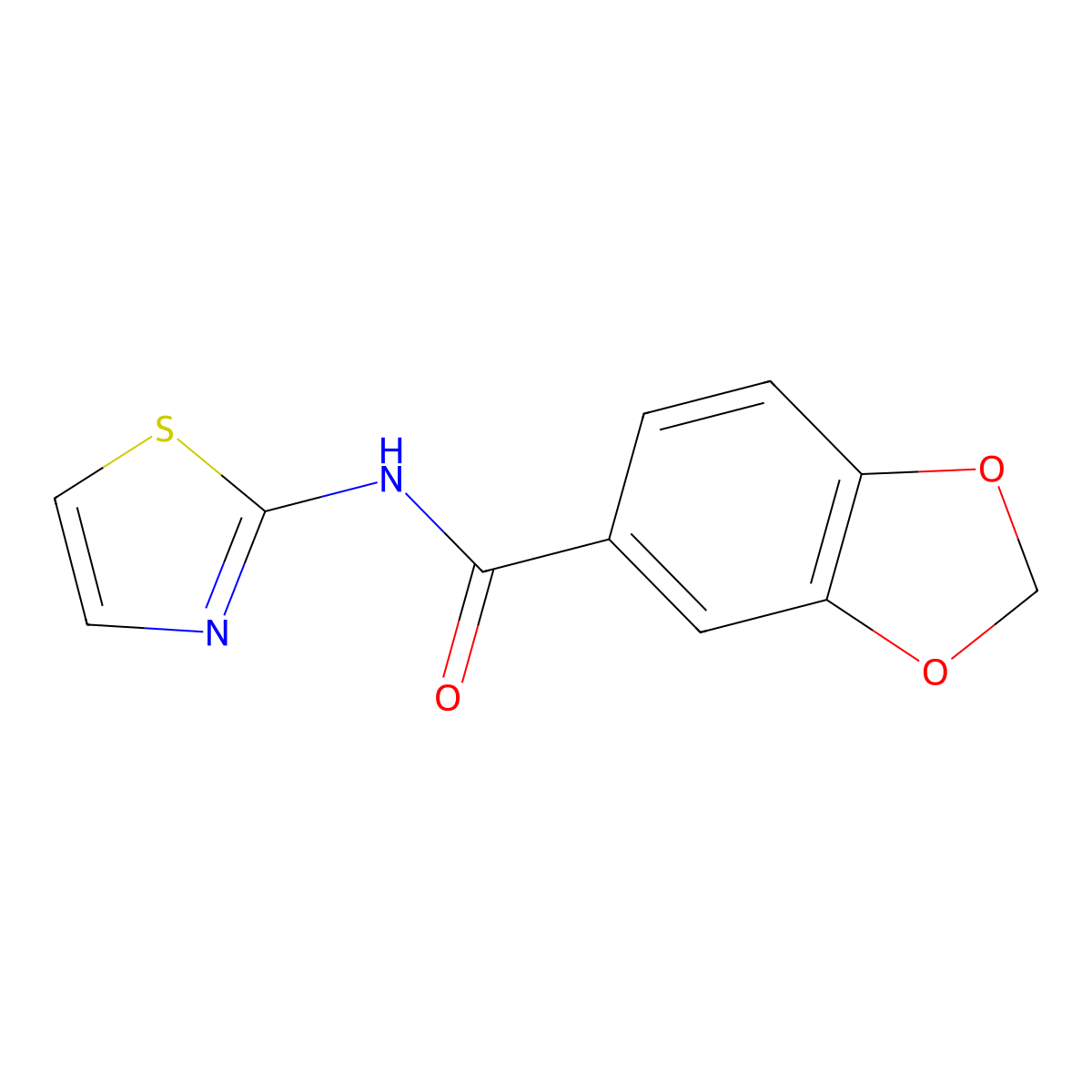 N-(1,3-thiazol-2-yl)-1,3-benzodioxole-5-carboxamide molecular structure, CAS 328964-68-7