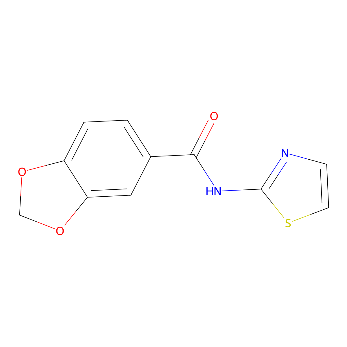 N-(1,3-thiazol-2-yl)-1,3-benzodioxole-5-carboxamide molecular structure, CAS 328964-68-7