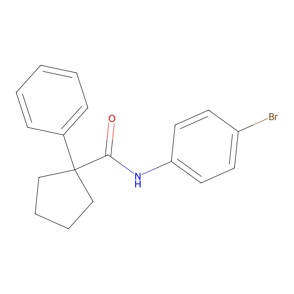 N-(4-bromophenyl)-1-phenylcyclopentane-1-carboxamide molecular structure, CAS 328964-75-6