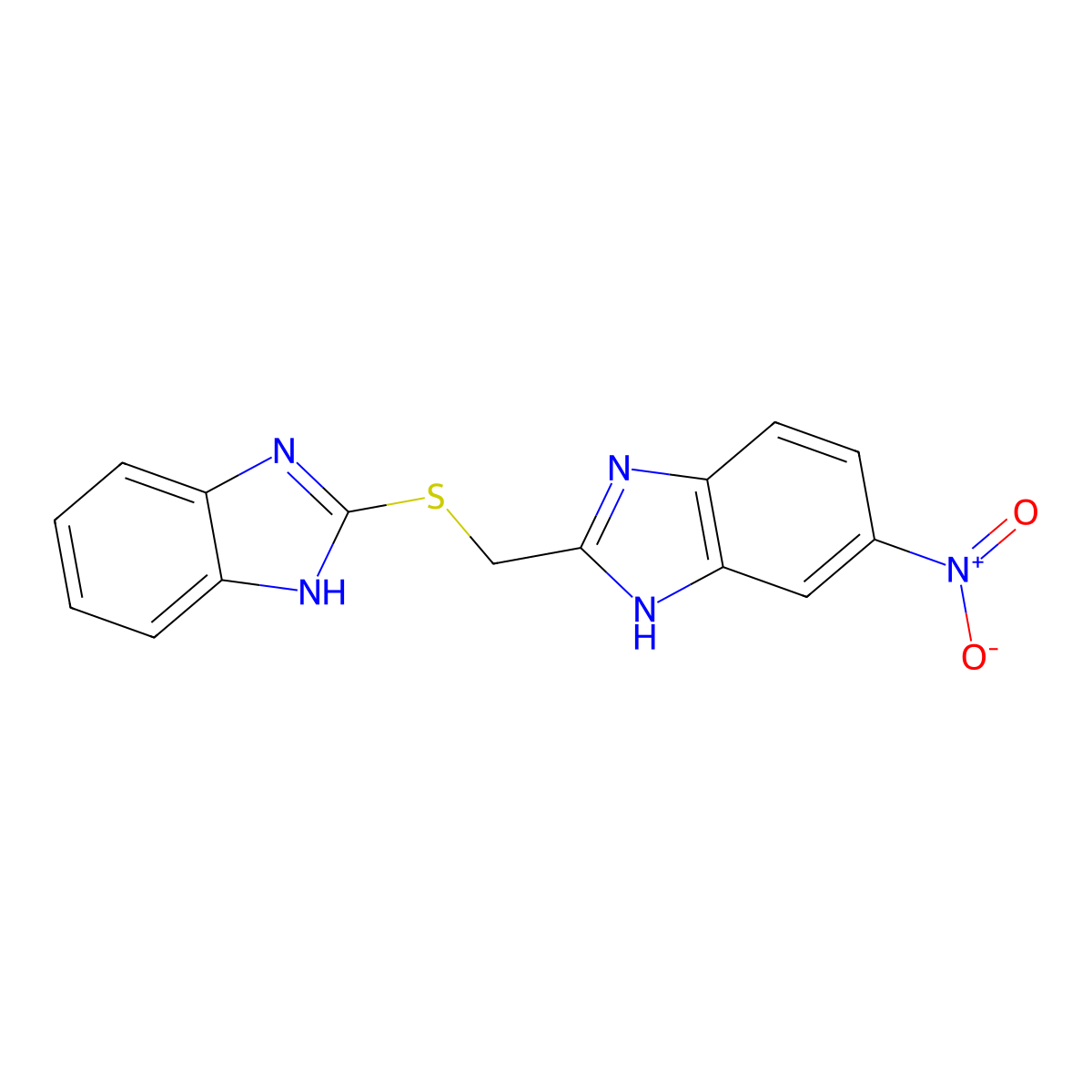 2-((1H-Benzimidazol-2-ylthio)methyl)-6-nitro-1H-benzimidazole molecular structure, CAS 328964-85-8