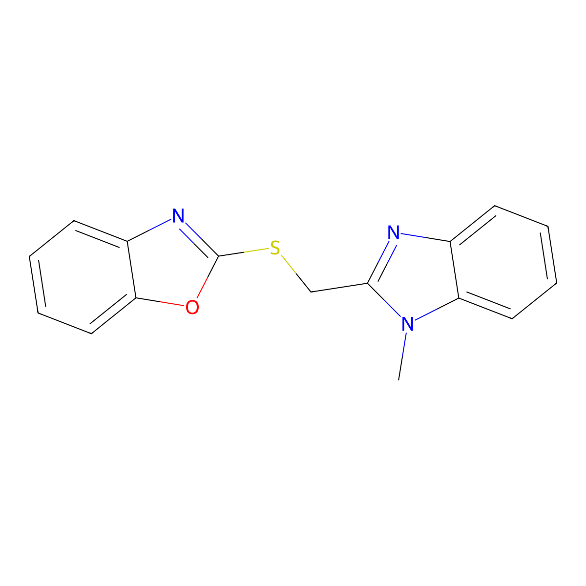 2-[(1-Methylbenzimidazol-2-yl)methylsulfanyl]-1,3-benzoxazole molecular structure, CAS 328964-94-9