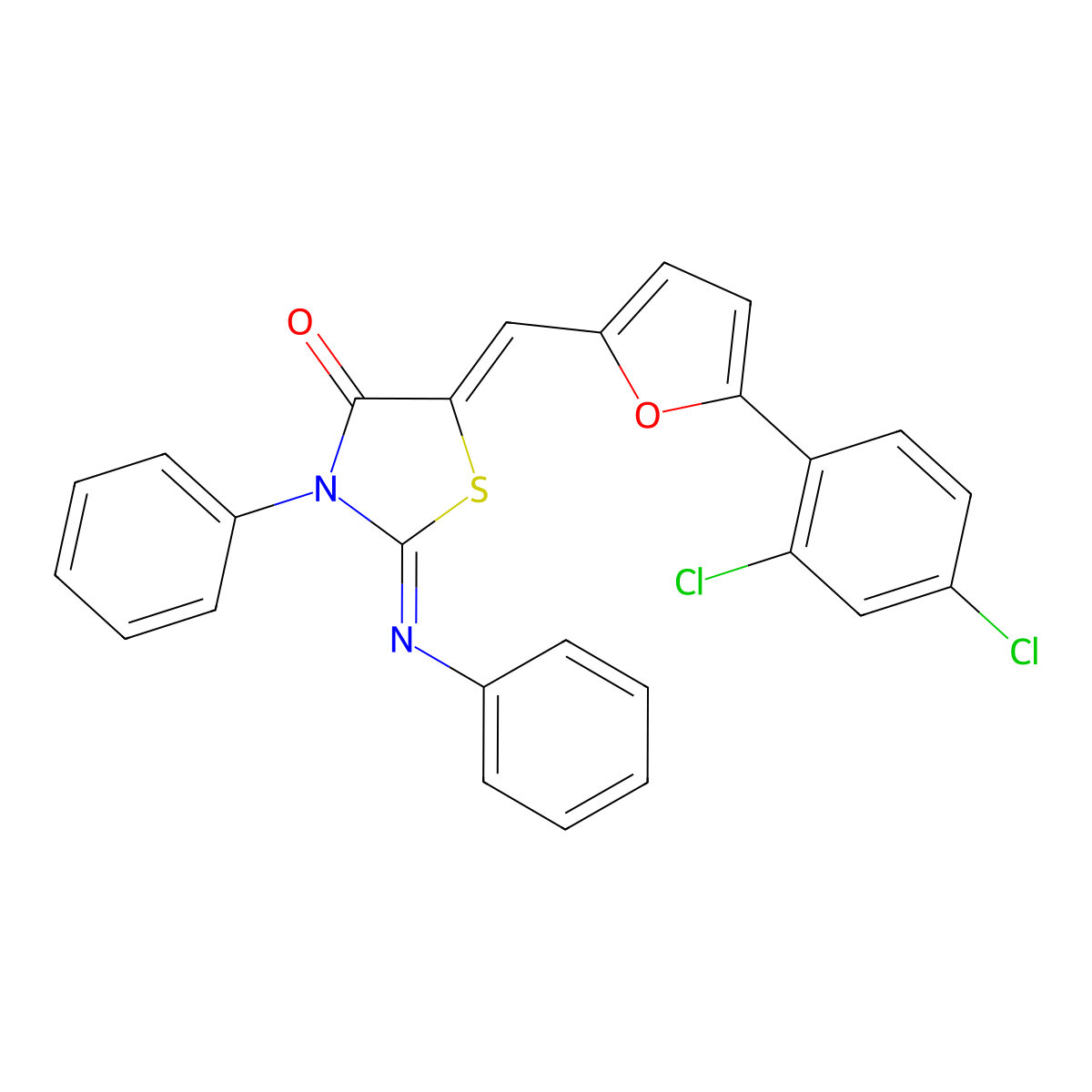 5-[[5-(2,4-Dichlorophenyl)-2-furanyl]methylene]-3-phenyl-2-(phenylimino)-4-thiazolidinone molecular structure, CAS 328973-84-8