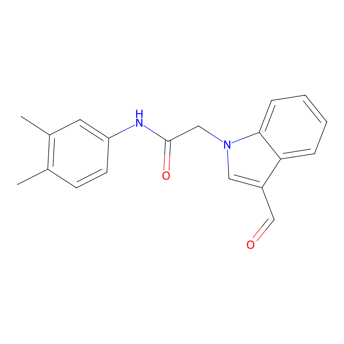 N-(3,4-dimethylphenyl)-2-(3-formyl-1H-indol-1-yl)acetamide molecular structure, CAS 328974-17-0