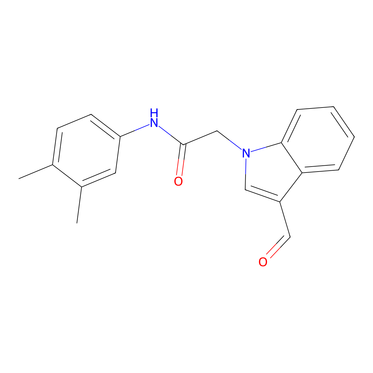 N-(3,4-dimethylphenyl)-2-(3-formyl-1H-indol-1-yl)acetamide molecular structure, CAS 328974-17-0