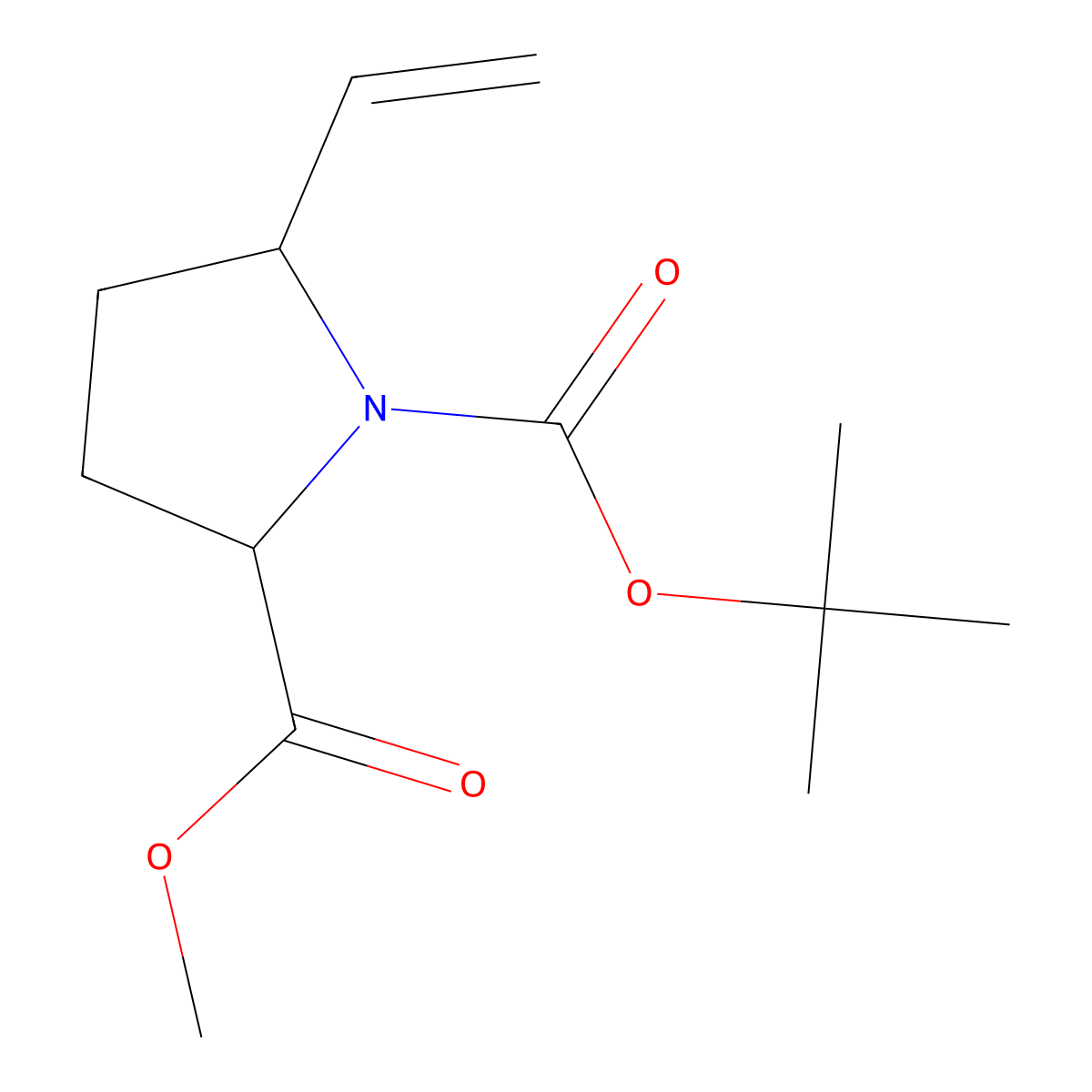 O1-Tert-butyl O2-methyl (2S,5R)-5-vinylpyrrolidine-1,2-dicarboxylate molecular structure, CAS 328974-66-9