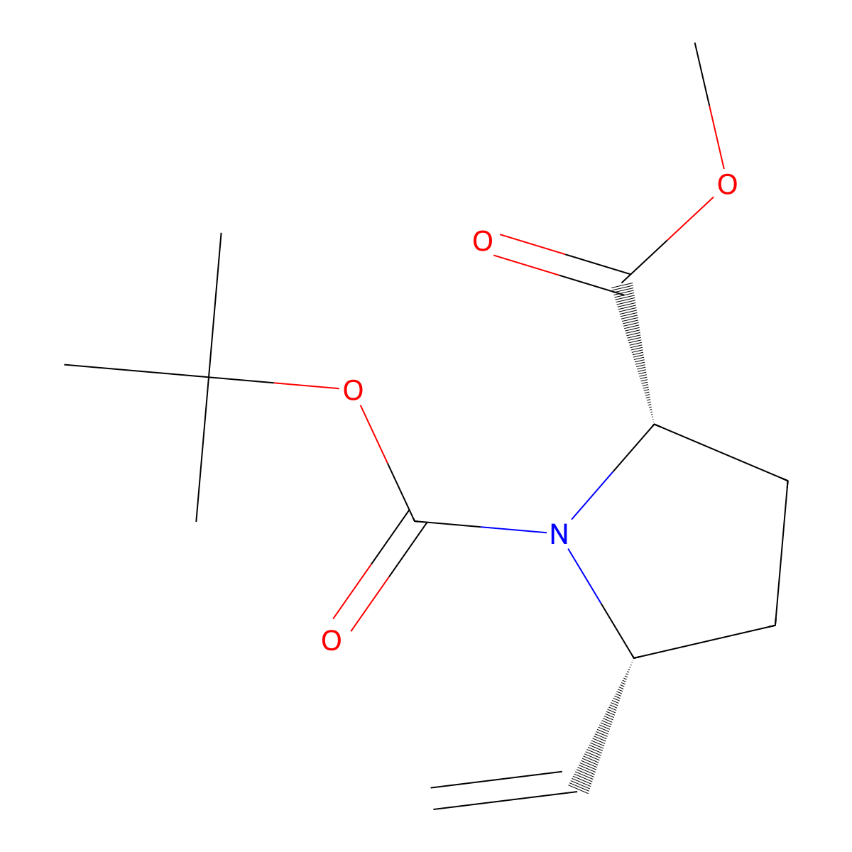 O1-Tert-butyl O2-methyl (2S,5R)-5-vinylpyrrolidine-1,2-dicarboxylate molecular structure, CAS 328974-66-9