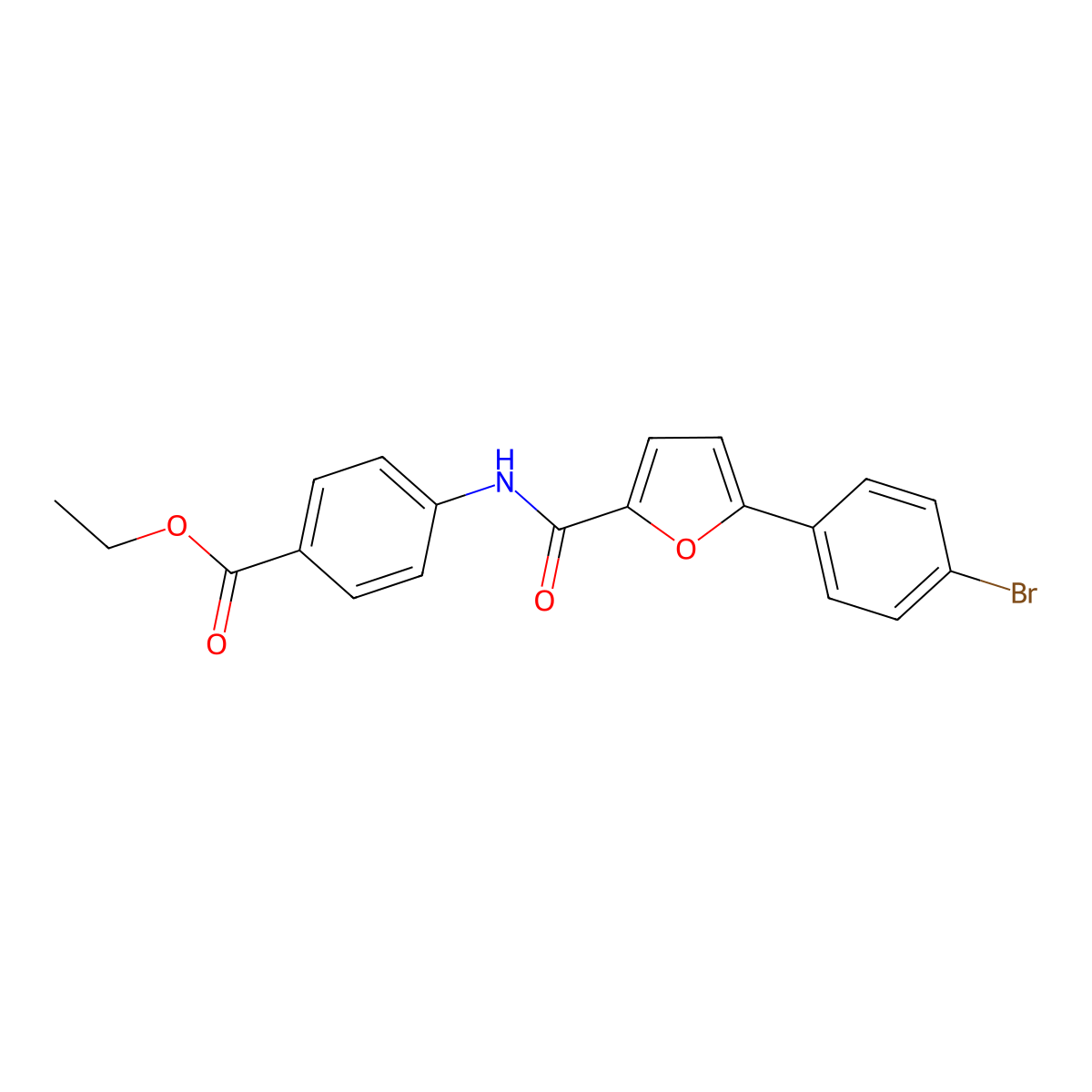 Ethyl 4-{[5-(4-bromophenyl)-2-furoyl]amino}benzoate molecular structure, CAS 328975-15-1