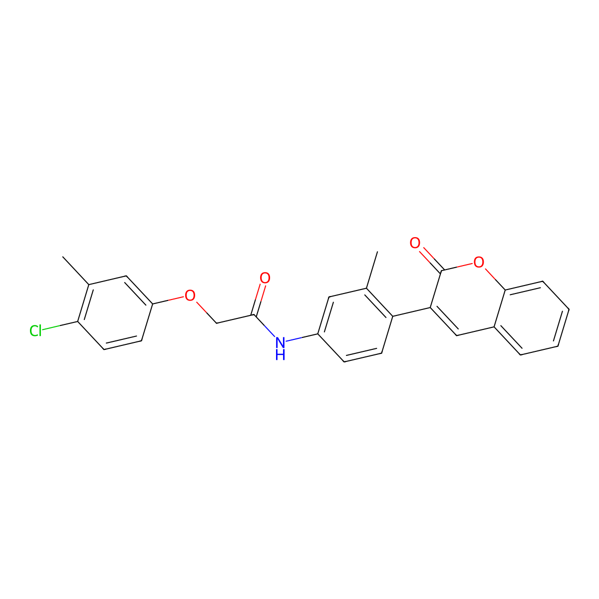 2-(4-chloro-3-methylphenoxy)-N-[3-methyl-4-(2-oxochromen-3-yl)phenyl]acetamide molecular structure, CAS 328975-53-7