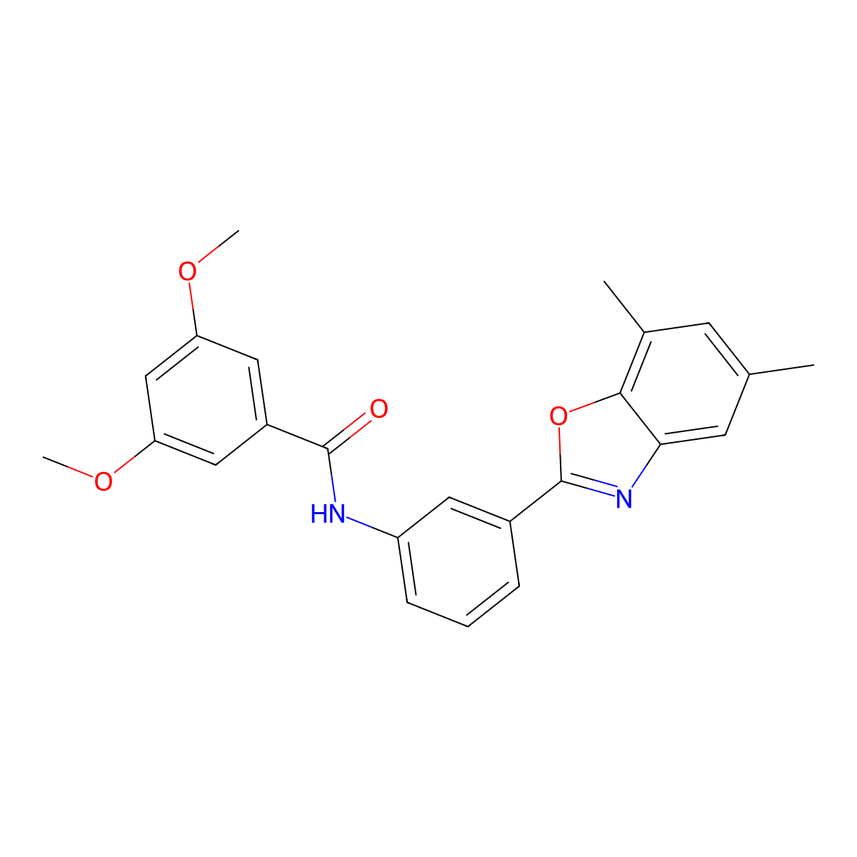 N-[3-(5,7-dimethyl-1,3-benzoxazol-2-yl)phenyl]-3,5-dimethoxybenzamide molecular structure, CAS 328975-79-7